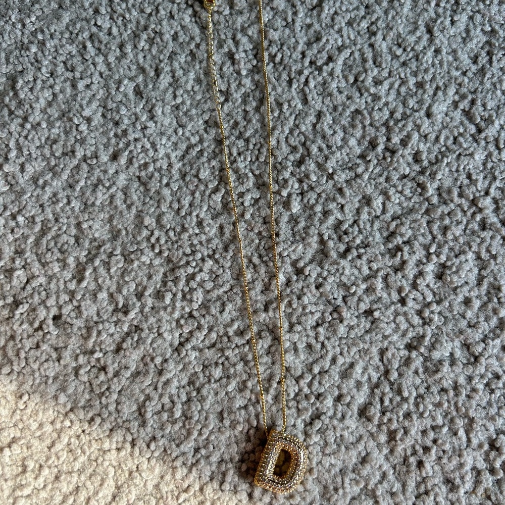 Gold Initial 'D' Pendant Necklace